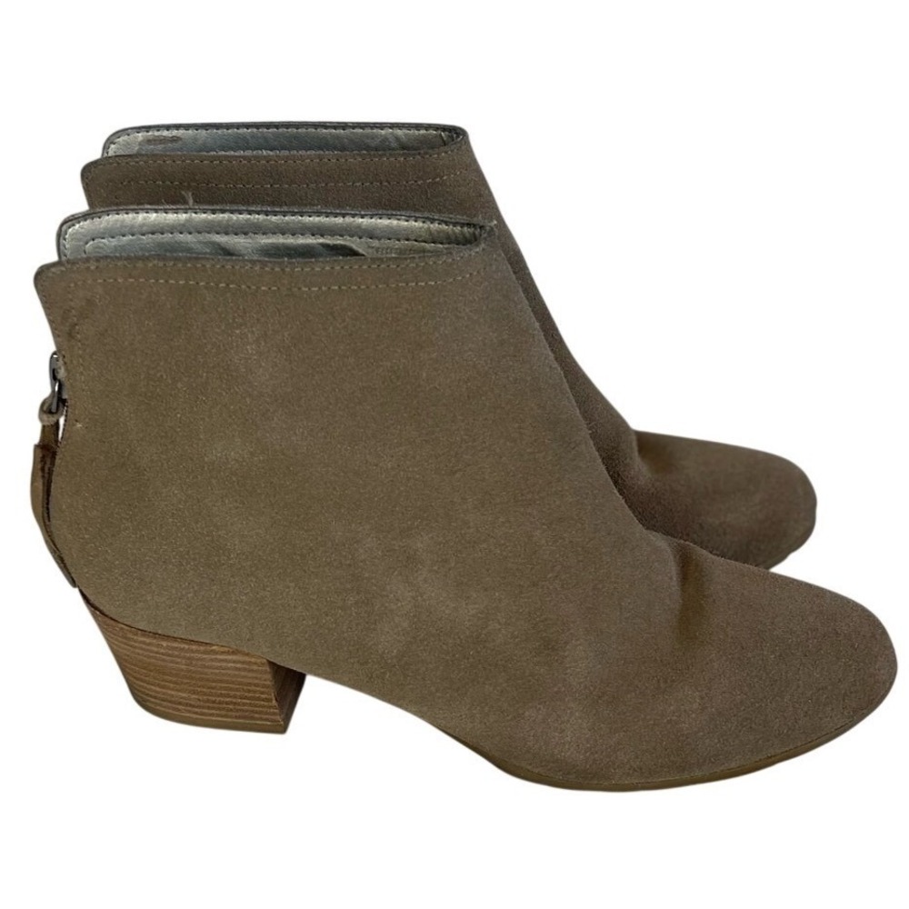 Reaction Kenneth Cole Womens Ankle Boots Taupe Suede Block Heel‎ Side Zip Size 7